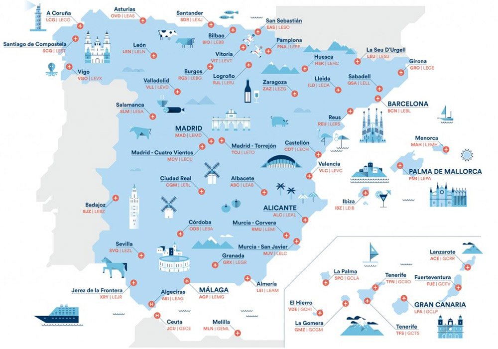 aeropuertos España mapa