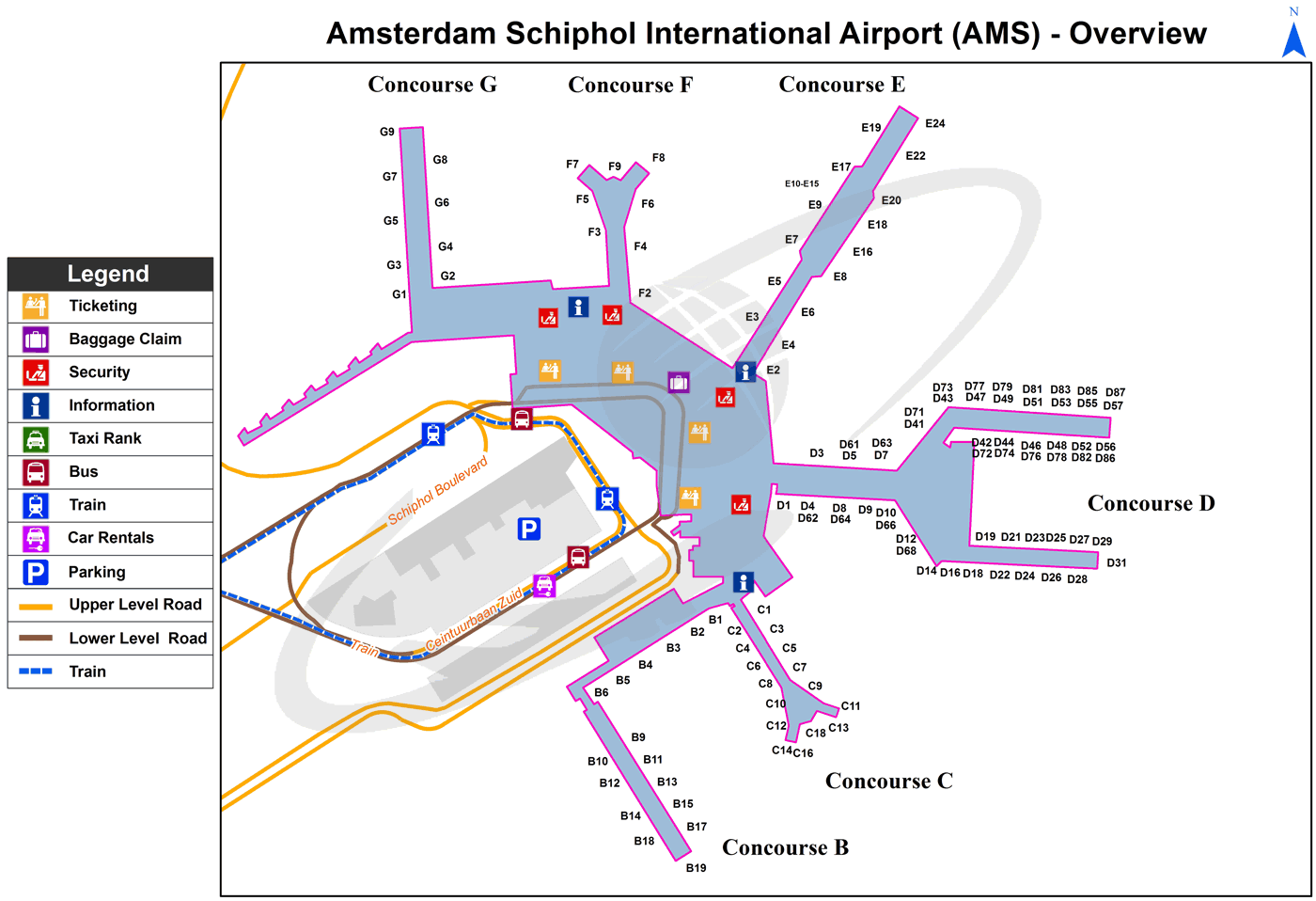 Mapa aeropuerto de Amsterdam