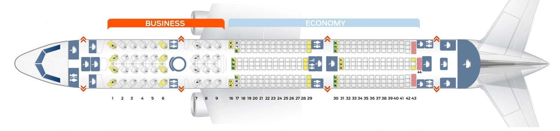 Airbus A350-900 Seat Map
